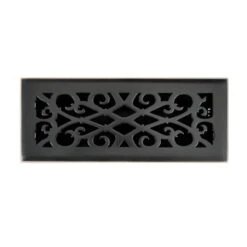 Elegant Scroll 4 In. X 12 In. Steel Floor Register In Oil Rubbed Bronze
