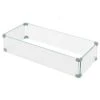 Fire Pit Wind Guard 27.1 In. X 11.6 In. X 5.5 In. Rectangular Transparent Tempered Glass With Polished Aluminum Brackets