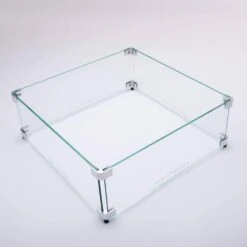 20.5 In. X 20.5 In. Square Tempered Glass Fire Pit Wind Guard For 15 In. Square Drop-In Fire Pit Pan -Fire Place Store clear tempered fire glass celestial fire glass fire pit covers and accessories fg 15s 4f 1000