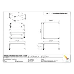 20.5 In. X 20.5 In. Square Tempered Glass Fire Pit Wind Guard For 15 In. Square Drop-In Fire Pit Pan -Fire Place Store clear tempered fire glass celestial fire glass fire pit covers and accessories fg 15s fa 1000