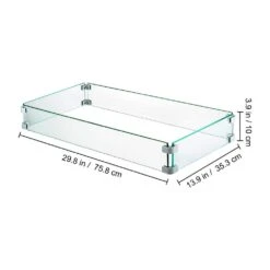 Fire Pit Wind Guard 29.5 In. X 13.6 In. X 4 In. Fire Pit Tempered Glass Wind Guard Fence 0.3 In. Thick Fire Pit Insert -Fire Place Store clear vevor fire pit covers and accessories ffb29x13x4 5yc001v0 76 1000