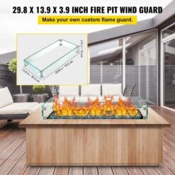 Fire Pit Wind Guard 29.5 In. X 13.6 In. X 4 In. Fire Pit Tempered Glass Wind Guard Fence 0.3 In. Thick Fire Pit Insert -Fire Place Store clear vevor fire pit covers and accessories ffb29x13x4 5yc001v0 c3 1000