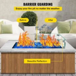 Outdoor Fire Pit Wind Guard 41.8 X 18 X 6 In. Glass Flame Guard 0.24 In. Thickness Rectangle Fire Wind Guard Fence -Fire Place Store clear vevor fire pit covers and accessories ffb41 5x17 5x6yc1v0 1f 1000