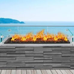 Fire Pit Wind Guard 38 X 10.5 X 6 In. Glass Wind Guard 0.3 In. Thick Rectangular Glass Shield For Propane,Gas,Outdoor -Fire Place Store clear vevor fire pit covers and accessories fxff3810 56injwbgv0 31 1000