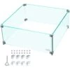 Fire Pit Wind Guard 14 X 14 X 6 In. Glass Wind Guard Rectangular Glass Shield 0.3 In. Thick Fire Table For Propane,Gas