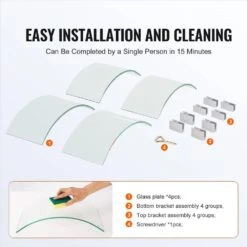 Fire Pit Wind Guard 17 X 17 X 6 In. Glass Flame Guard 0.25 In. Thick Glass Shield With Aluminum Alloy Feet Fire Table -Fire Place Store clear vevor fire pit covers and accessories yxblffbyc1760eg1yv0 4f 1000