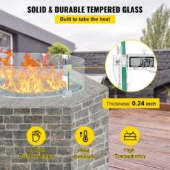 Fire Pit Wind Guard 22.8 X 22.8 X 6 In. Clear Tempered Glass Flame Guard 0.25 In. Thick Round Glass Shield For Outdoor -Fire Place Store clear vevor fire pit covers and accessories yxblffbyc23673qvjv0 4f 1000