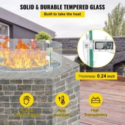 Fire Pit Wind Guard 23 X 23 X 8 In. Glass Flame Guard 1/4 In. Thick Round Glass Shield -Fire Place Store clear vevor fire pit covers and accessories yxblffbyc2383ecv3v0 4f 1000