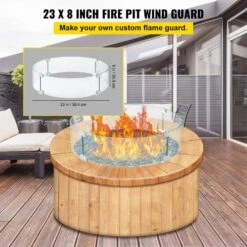 Fire Pit Wind Guard 23 X 23 X 8 In. Glass Flame Guard 1/4 In. Thick Round Glass Shield -Fire Place Store clear vevor fire pit covers and accessories yxblffbyc2383ecv3v0 c3 1000