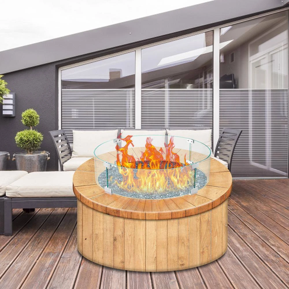Fire Pit Wind Guard 24 X 24 X 6 In. Clear Tempered Glass Flame Guard 0.25 In.Thickness Round Glass Shield With Feet 8 Fire Pit Wind Guard 24 X 24 X 6 In. Clear Tempered Glass Flame Guard 0.25 In.Thickness Round Glass Shield With Feet - Image 8