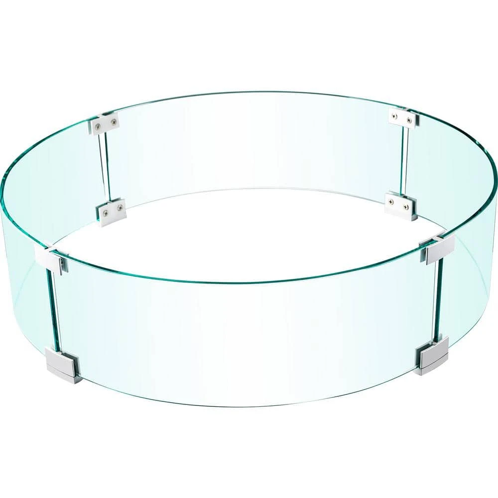 Fire Pit Wind Guard 24 X 24 X 6 In. Clear Tempered Glass Flame Guard 0.25 In.Thickness Round Glass Shield With Feet 1 Fire Pit Wind Guard 24 X 24 X 6 In. Clear Tempered Glass Flame Guard 0.25 In.Thickness Round Glass Shield With Feet
