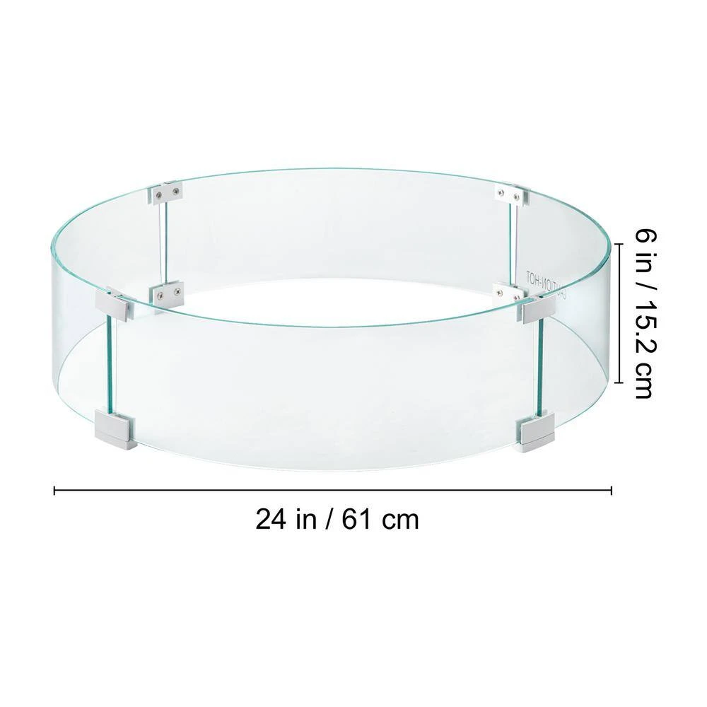 Fire Pit Wind Guard 24 X 24 X 6 In. Clear Tempered Glass Flame Guard 0.25 In.Thickness Round Glass Shield With Feet 7 Fire Pit Wind Guard 24 X 24 X 6 In. Clear Tempered Glass Flame Guard 0.25 In.Thickness Round Glass Shield With Feet - Image 7