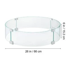 26 In. X 26 In. X 6 In. Round Glass Shield 0.25 In.Thickness Glass Flame Guard For Propane Fire Pit Wind Guard -Fire Place Store clear vevor fire pit covers and accessories yxblffbyc266h8tv8v0 76 1000