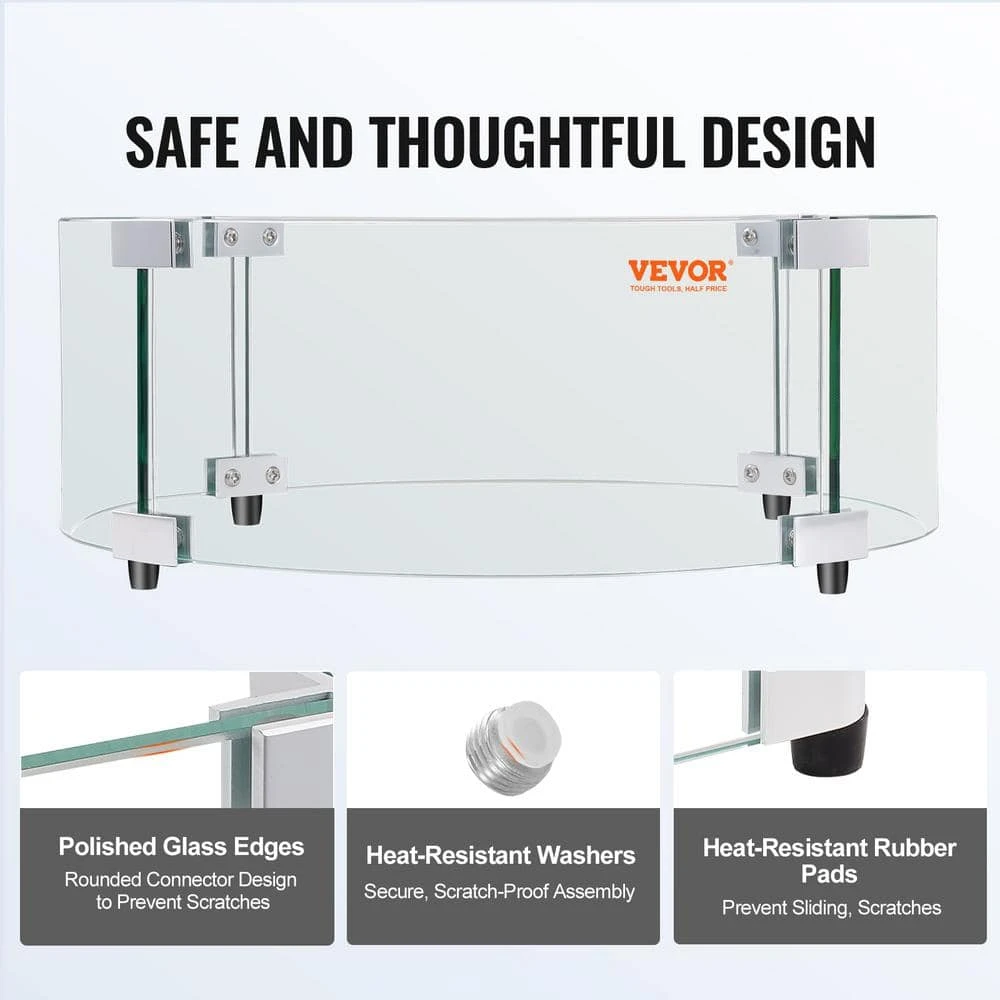 Fire Pit Wind Guard 29 X 8 In. Round Glass Flame Shield 0.24 In. Thick Fire Table Accessory Clear Tempered Glass Guard 5 Fire Pit Wind Guard 29 X 8 In. Round Glass Flame Shield 0.24 In. Thick Fire Table Accessory Clear Tempered Glass Guard - Image 5