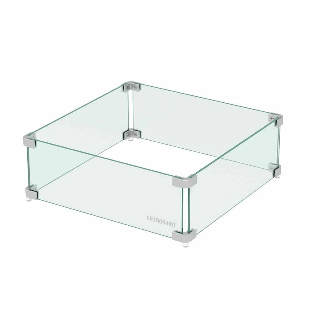 Fire Pit Square Flame Guard Screen, 22.5 In. X 22.5 In. Clear Tempered Glass Fire Table Wind Guard Shield 1 Fire Pit Square Flame Guard Screen, 22.5 In. X 22.5 In. Clear Tempered Glass Fire Table Wind Guard Shield