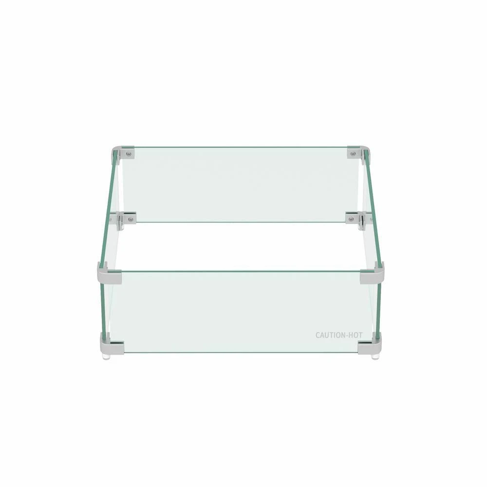 Fire Pit Square Flame Guard Screen, 22.5 In. X 22.5 In. Clear Tempered Glass Fire Table Wind Guard Shield 3 Fire Pit Square Flame Guard Screen, 22.5 In. X 22.5 In. Clear Tempered Glass Fire Table Wind Guard Shield - Image 3