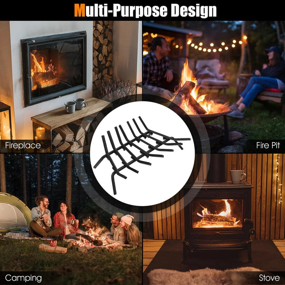 25 In. Fireplace Log Grate Heavy-Duty Steel Firewood Burning Rack Holder 9 25 In. Fireplace Log Grate Heavy-Duty Steel Firewood Burning Rack Holder - Image 9