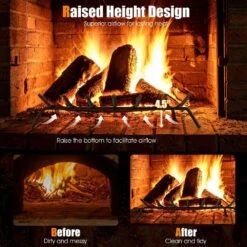 25 In. Fireplace Log Grate Heavy-Duty Steel Firewood Burning Rack Holder 16 25 In. Fireplace Log Grate Heavy-Duty Steel Firewood Burning Rack Holder -Fire Place Store costway fireplace grates h9i 10n282 m fa 1000