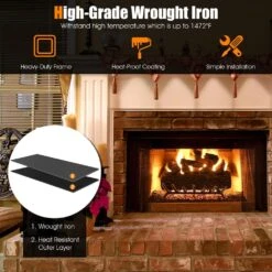 18 In. Fireplace Log Grate Heavy-Duty Steel Firewood Burning Rack Holder -Fire Place Store costway fireplace grates h9i 10n282 s 44 1000