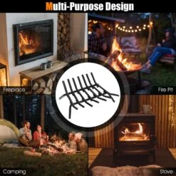 18 In. Fireplace Log Grate Heavy-Duty Steel Firewood Burning Rack Holder -Fire Place Store costway fireplace grates h9i 10n282 s 76 1000