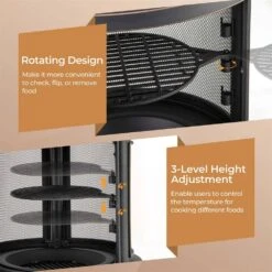 67.5 In. H Outdoor Metal Black Fire Pit Chiminea 2-In-1 Wood Burning Fireplace With Grill -Fire Place Store costway outdoor fireplaces hcst02631 fa 1000