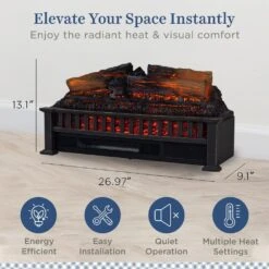 27 In. Infrared Smart Wi-Fi And Remote Control Electric Fireplace Log Set With LED Flames, Crackling Sound -Fire Place Store country living electric fireplace logs cl ls 200 3 66 1000
