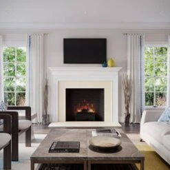 23 In. Infrared Electric Fireplace Log Set Heater With Adjustable LED Flames And Remote, Crackling Sound -Fire Place Store country living electric fireplace logs cl ls 812 1 2 31 1000