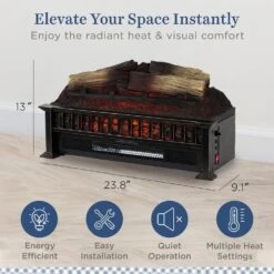 23 In. Infrared Electric Fireplace Log Set Heater With Adjustable LED Flames And Remote, Crackling Sound -Fire Place Store country living electric fireplace logs cl ls 812 1 2 66 1000