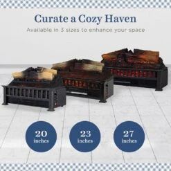 23 In. Infrared Electric Fireplace Log Set Heater With Adjustable LED Flames And Remote, Crackling Sound -Fire Place Store country living electric fireplace logs cl ls 812 1 2 77 1000
