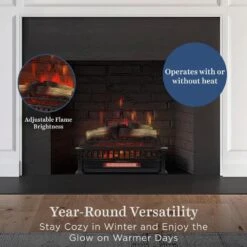 23 In. Infrared Electric Fireplace Log Set Heater With Adjustable LED Flames And Remote, Crackling Sound -Fire Place Store country living electric fireplace logs cl ls 812 1 2 a0 1000