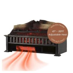 23 In. Infrared Electric Fireplace Log Set Heater With Adjustable LED Flames And Remote, Crackling Sound -Fire Place Store country living electric fireplace logs cl ls 812 1 2 c3 1000