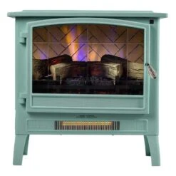 24 In. 1000 Sq. Ft. Infrared Smart Wi-Fi Controlled Freestanding Electric Stove Heater In Mineral Blue -Fire Place Store country living electric stove heaters cl fs 696 5 4f 1000