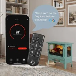 24 In. 1000 Sq. Ft. Infrared Smart Wi-Fi Controlled Freestanding Electric Stove Heater In Mineral Blue -Fire Place Store country living electric stove heaters cl fs 696 5 66 1000