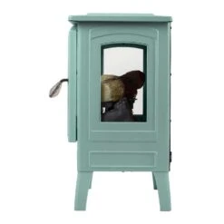 24 In. 1000 Sq. Ft. Infrared Smart Wi-Fi Controlled Freestanding Electric Stove Heater In Mineral Blue -Fire Place Store country living electric stove heaters cl fs 696 5 fa 1000