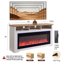 70 In. Freestanding Metal Tempered Glass 60 In. Smart Electric Fireplace TV Stand With Storage In White -Fire Place Store cream white sunrinx fireplace tv stands srtsef0407 c3 1000