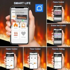 70 In. Freestanding Metal Tempered Glass 60 In. Smart Electric Fireplace TV Stand With Storage In White -Fire Place Store cream white sunrinx fireplace tv stands srtsef0407 fa 1000