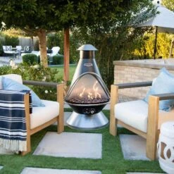 31 In. X 31 In. Steel Chimenea Propane Fire Pit In Black -Fire Place Store cuisinart outdoors chimineas coh 600 1f 1000