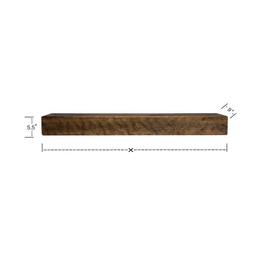 Rough Hewn 72 In. X 5.5 In. Dark Chocolate Mantel 2 Rough Hewn 72 In. X 5.5 In. Dark Chocolate Mantel - Image 2