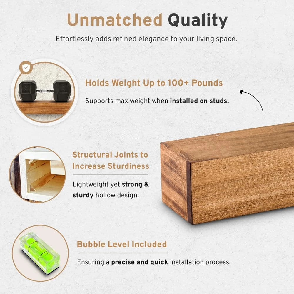 60 In. Dark Chocolate Shaker Mantel Shelf 7 60 In. Dark Chocolate Shaker Mantel Shelf - Image 7