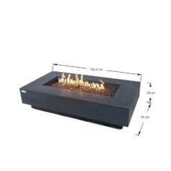 Elementi Plus Positano 60 In. L X 32 In. W X 14 In. H Rectangular Dark Grey Concrete Liquid Propane Fire Table -Fire Place Store dark gray gas fire pits ofg415dg lp 1f 1000