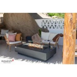 Elementi Plus Positano 60 In. L X 32 In. W X 14 In. H Rectangular Dark Grey Concrete Liquid Propane Fire Table -Fire Place Store dark gray gas fire pits ofg415dg lp 31 1000