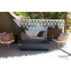 Elementi Plus Positano 60 In. L X 32 In. W X 14 In. H Rectangular Dark Grey Concrete Liquid Propane Fire Table -Fire Place Store dark gray gas fire pits ofg415dg lp 4f 1000