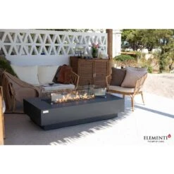 Elementi Plus Positano 60 In. L X 32 In. W X 14 In. H Rectangular Dark Grey Concrete Liquid Propane Fire Table