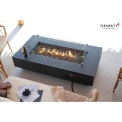 Elementi Plus Positano 60 In. L X 32 In. W X 14 In. H Rectangular Dark Grey Concrete Liquid Propane Fire Table -Fire Place Store dark gray gas fire pits ofg415dg lp c3 1000