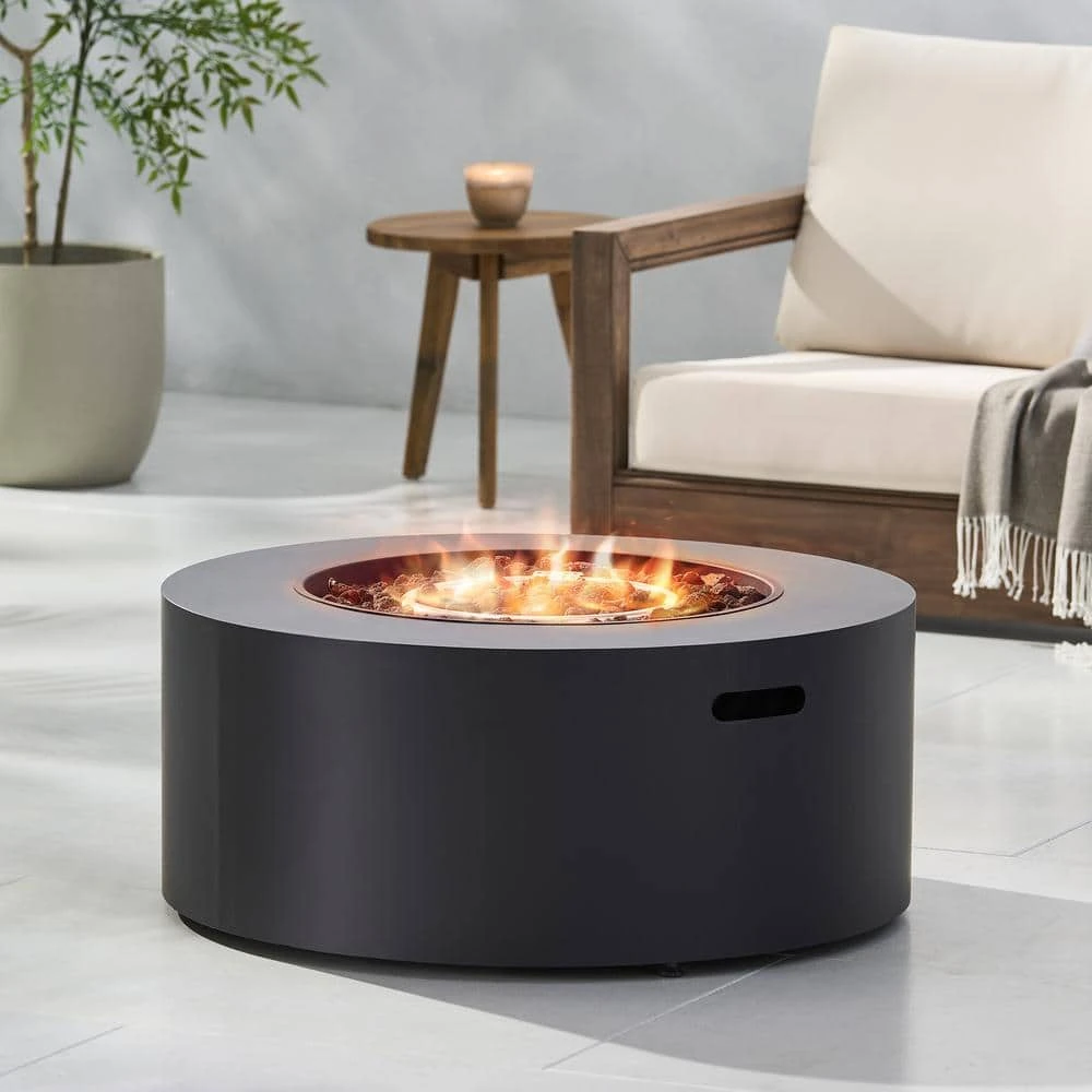 32 In. W X 13.5 In. H Iron Propane Burning Round Outdoor Patio Fire Pit In Dark Grey 10 32 In. W X 13.5 In. H Iron Propane Burning Round Outdoor Patio Fire Pit In Dark Grey - Image 10