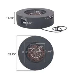 39 In. Dark Gray Circular Propane Outdoor Fire Pit -Fire Place Store dark grey coporesell gas fire pits clbcfp01dgr 1d 1000