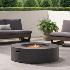 39 In. Dark Gray Circular Propane Outdoor Fire Pit -Fire Place Store dark grey coporesell gas fire pits clbcfp01dgr 1f 1000