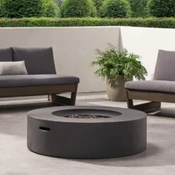 39 In. Dark Gray Circular Propane Outdoor Fire Pit -Fire Place Store dark grey coporesell gas fire pits clbcfp01dgr 44 1000
