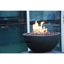 Modeno Exeter 21 In. High Column Dark Grey Concrete Liquid Propane Fire Pit -Fire Place Store dark grey modeno gas fire pits ofg612dg 1f 1000