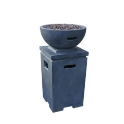 Modeno Exeter 21 In. High Column Dark Grey Concrete Liquid Propane Fire Pit